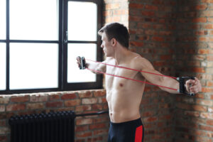 "Resistance bands for arm workout warm-up"